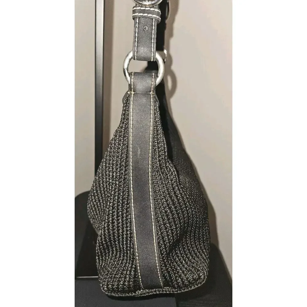 The SAK Black Crochet Purse Bag Zip Closure Interior Pockets